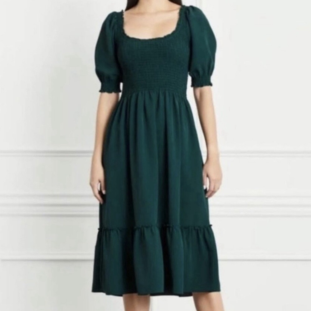 NWT Hill House The Nesli Nap Dress Womens 2XL Botanical Garden Poly Crepe Green